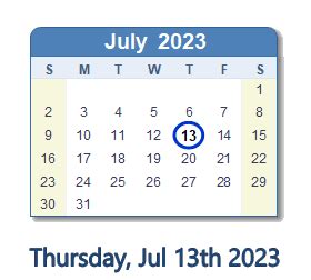 July 13, 2023 (Thursday) .